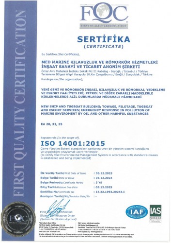 ISO 14001:2015 Sertifika