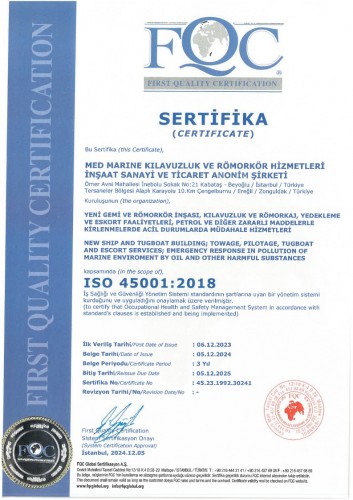 ISO 45001:2018 Certificate